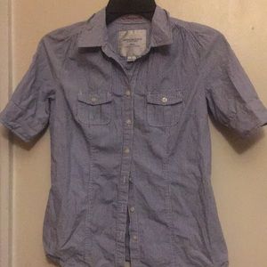 American eagle blue/white stripe shirt